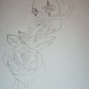 Abstract Sketch Art with Rose